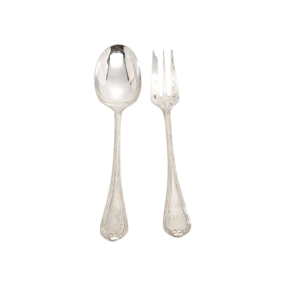 Christofle Sterling Silver Oceana Salad Serving Set Fork and Spoon (B) #12335 - Picture 1 of 12